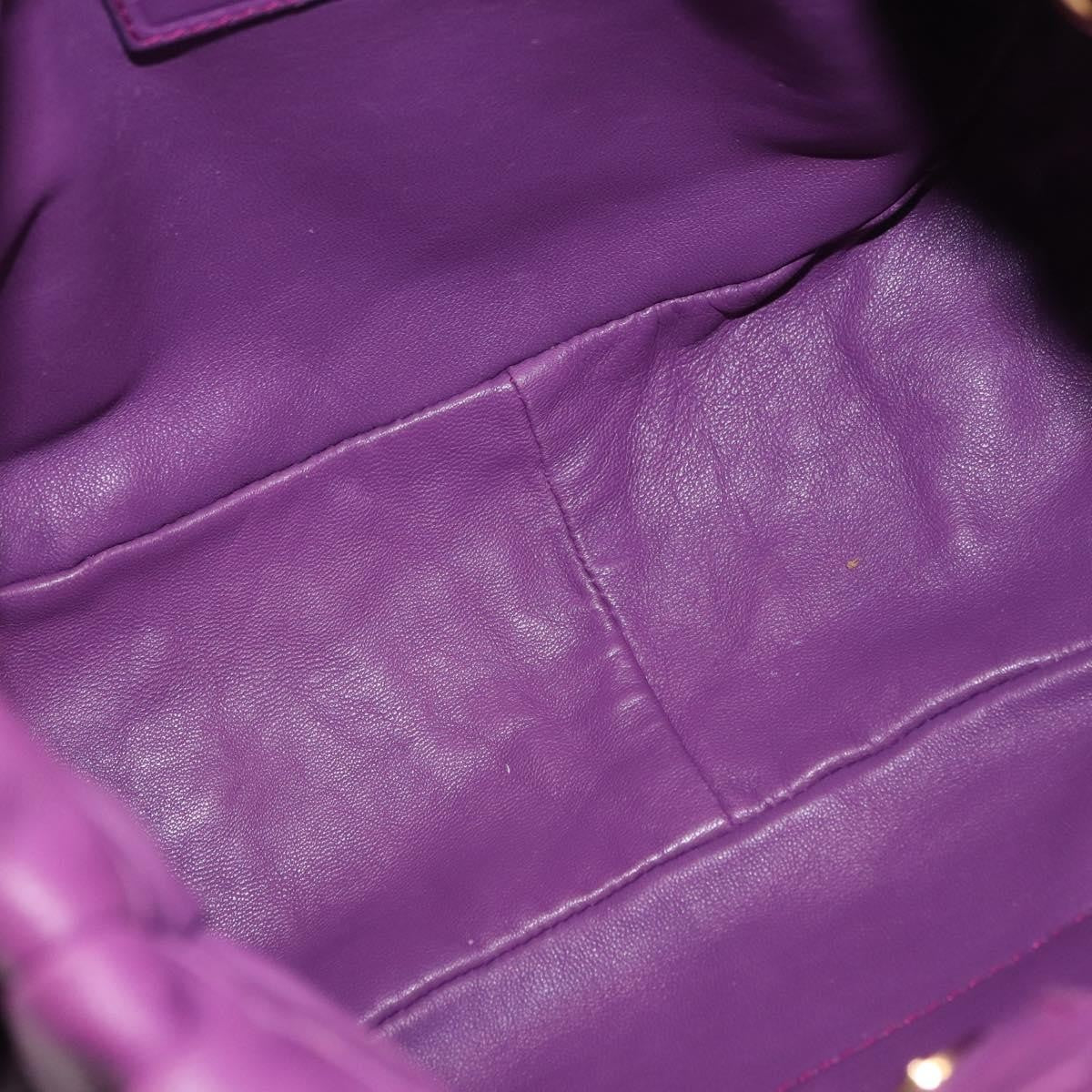 Prada Pleats Shoulder Bag Cervo Leather Purple Leather Handbag (Pre-Owned)