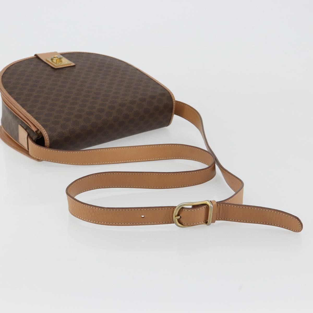 Celine Macadam Shoulder Bag Pvc Leather Brown Canvas Shoulder Bag Bag (Pre-Owned)