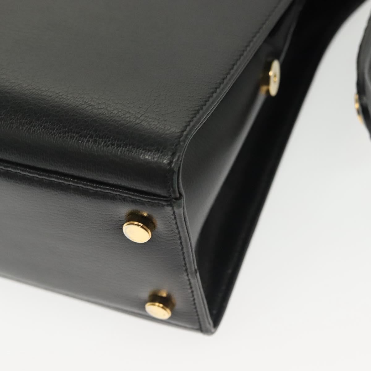 Salvatore Ferragamo Convertible Dome Gancini Leather Black Leather Handbag (Pre-Owned)