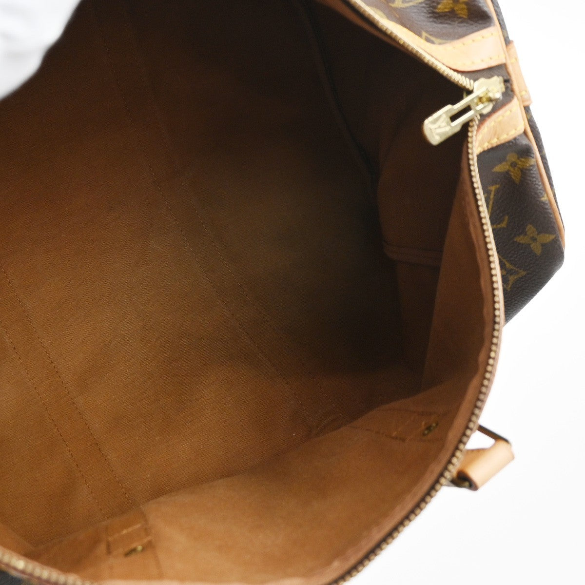 Louis Vuitton Sac Souple Handbag Monogram Canvas Brown Leather Travel Bag Bag (Pre-Owned)