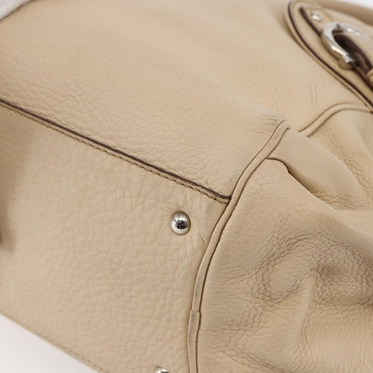 Salvatore Ferragamo Gancini Handbag Leather Beige Leather Shoulder Bag Bag (Pre-Owned)