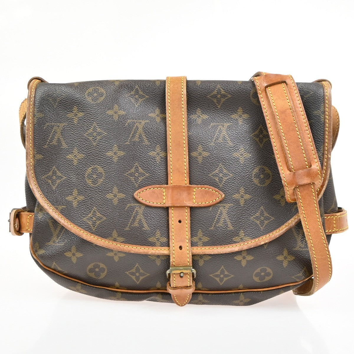 Louis Vuitton Saumur Handbag Monogram Canvas Brown Canvas Shoulder Bag Bag (Pre-Owned)
