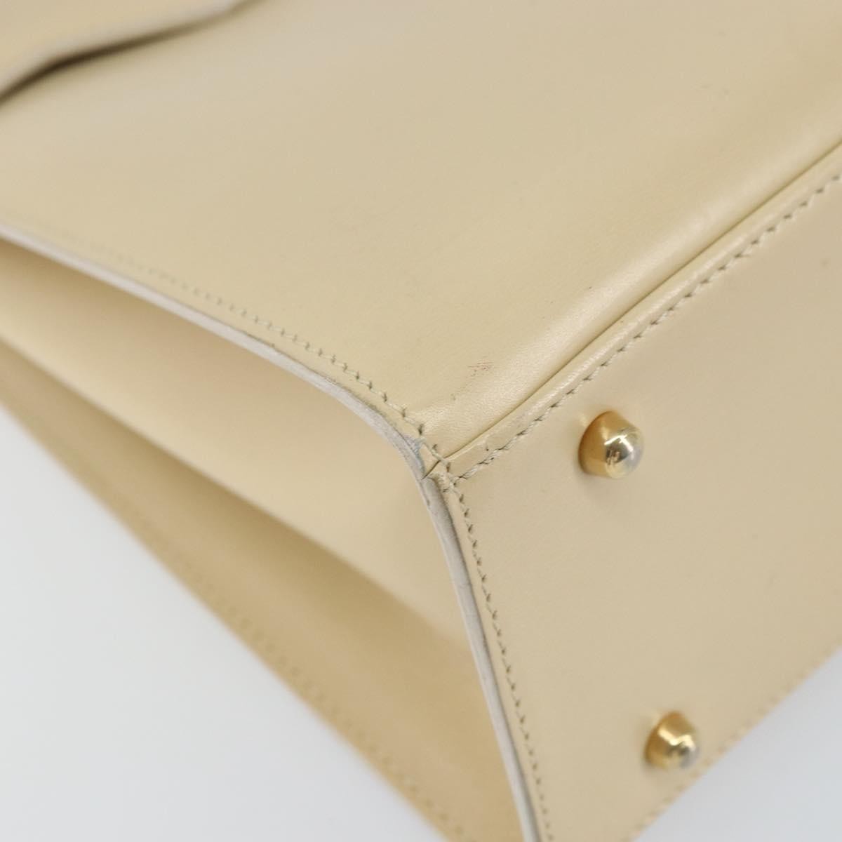 Gucci Vintage Lady Lock Top Handle Bag Leather Beige Leather Handbag (Pre-Owned)
