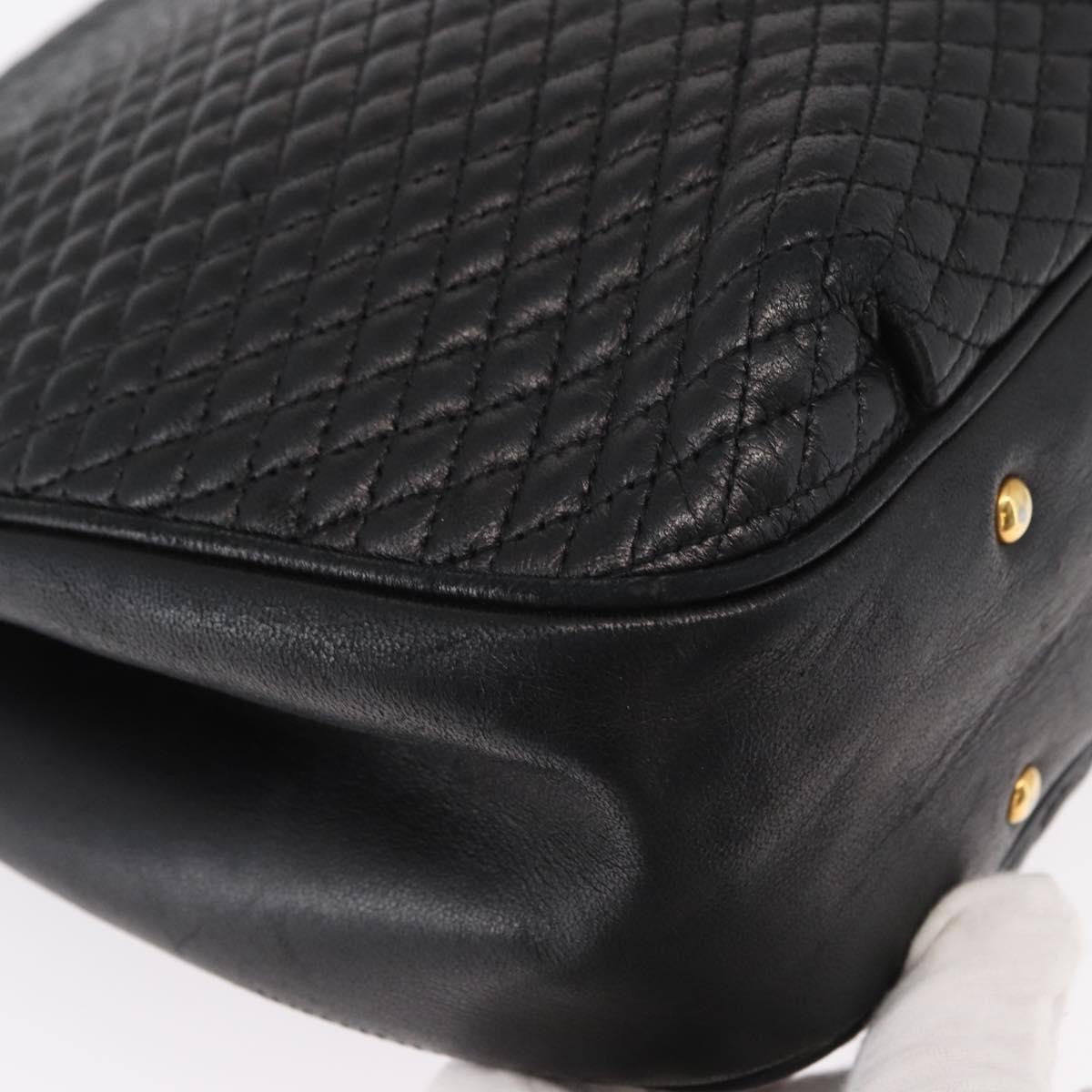 Bally Vintage Chain Shoulder Bag Quilted Leather Black Leather Shoulder Bag Bag (Pre-Owned)
