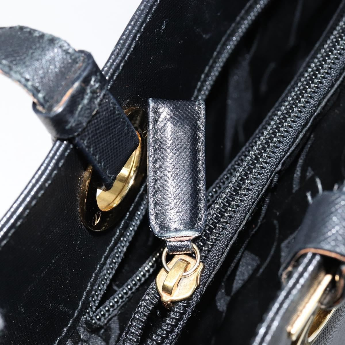 Salvatore Ferragamo Gancini Handbag Leather Black Leather Handbag (Pre-Owned)