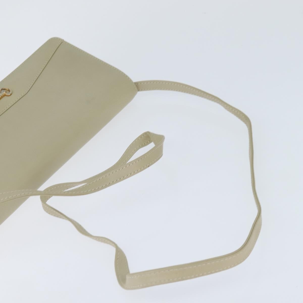 Celine Flap Shoulder Bag Leather Beige Leather Shoulder Bag Bag (Pre-Owned)