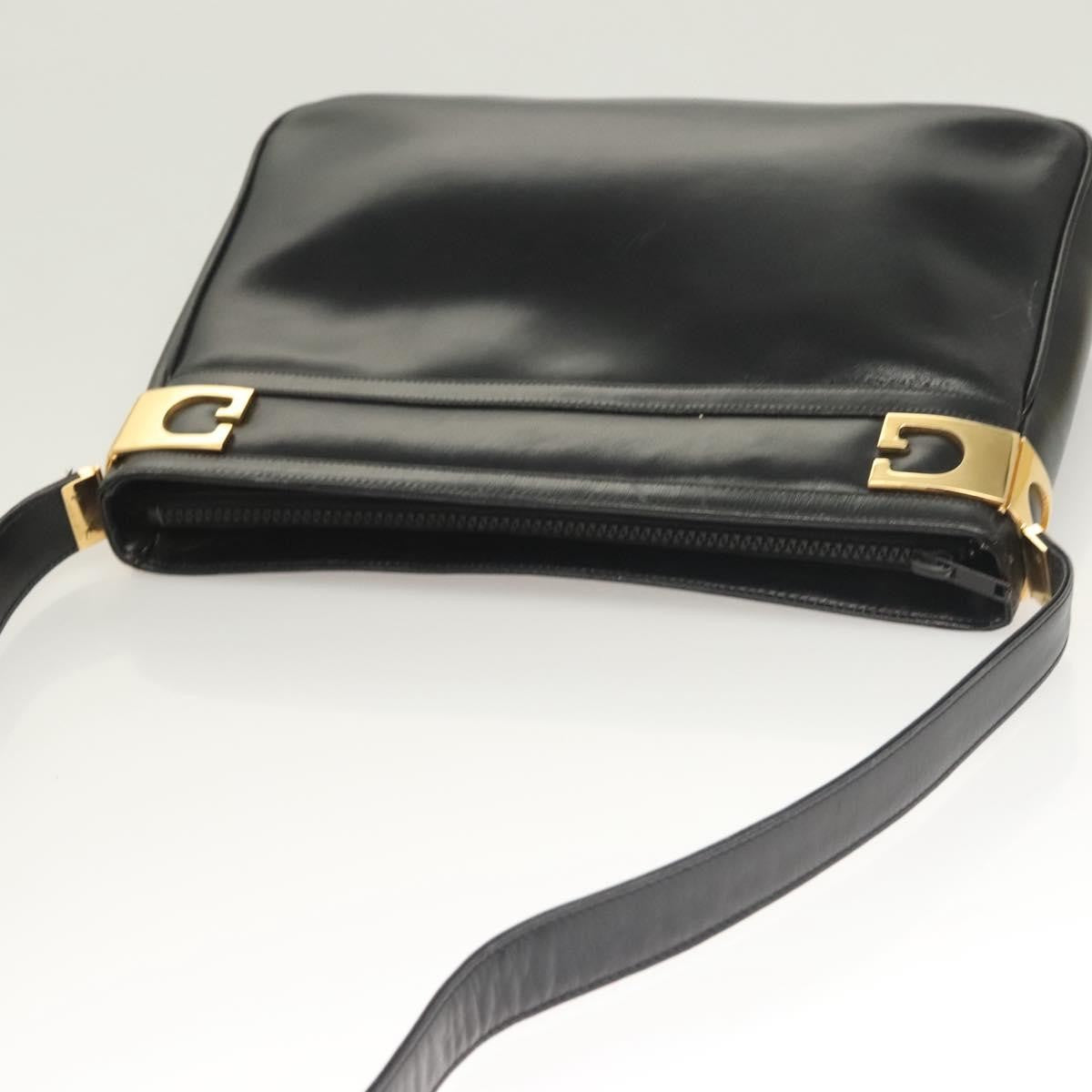 Gucci Vintage Shoulder Bag Leather Black Leather Shoulder Bag Bag (Pre-Owned)