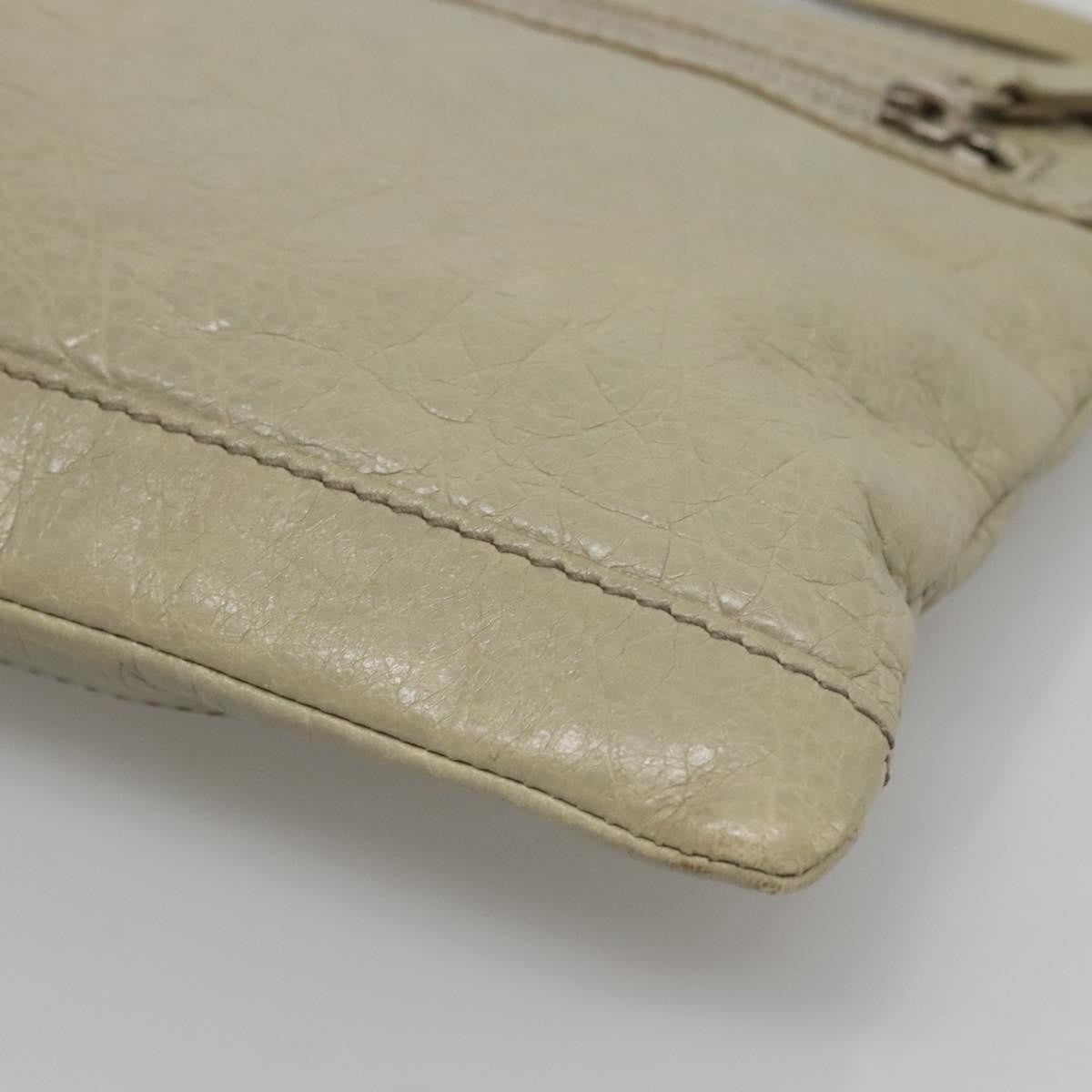 Balenciaga Classic City Clip Pouch Leather Beige Leather Clutche & Pouche Bag (Pre-Owned)