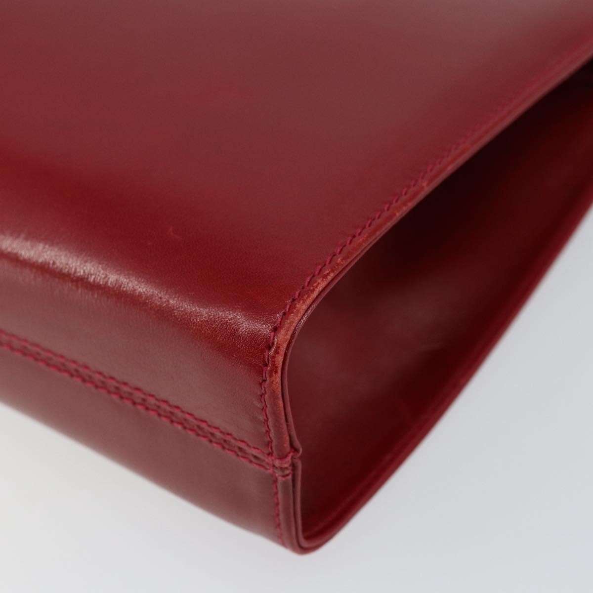 Salvatore Ferragamo Vintage Gancini Chain Shoulder Bag Leather Red Leather Bag (Pre-Owned)