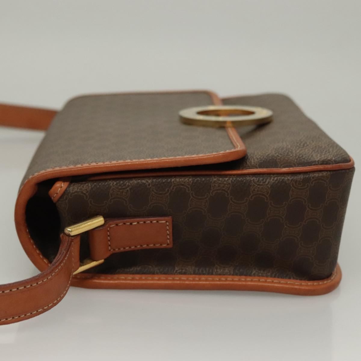Celine Macadam Shoulder Bag Pvc Leather Brown Canvas Bag (Pre-Owned)