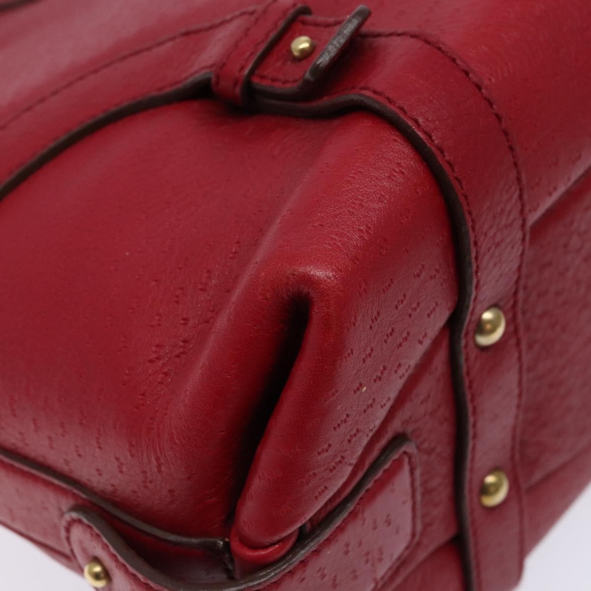 Salvatore Ferragamo Gancini Handbag Leather Red Leather Handbag (Pre-Owned)