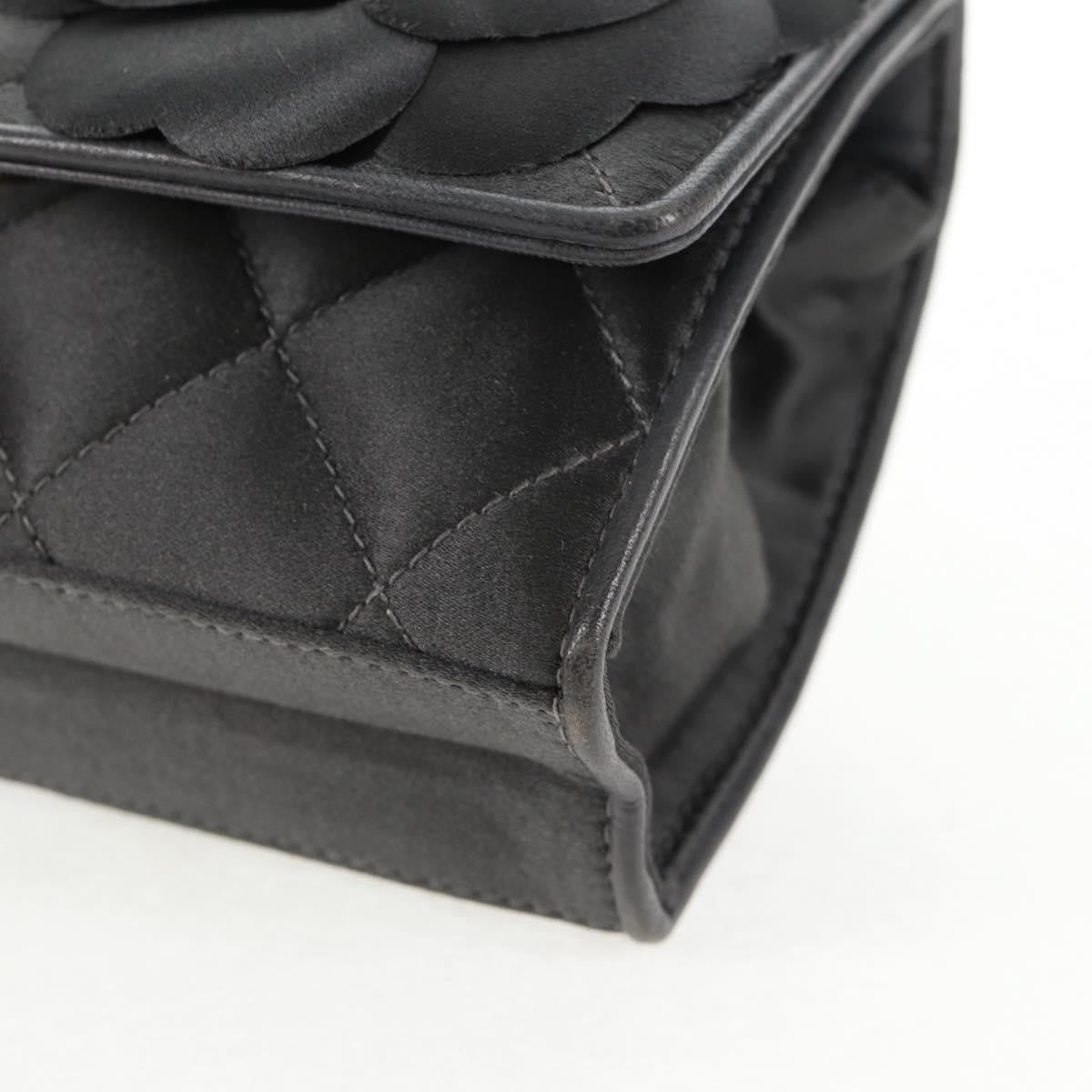 Chanel Vintage Camellia Flap Bag Satin Gray Satin Clutche & Pouche Bag (Pre-Owned)