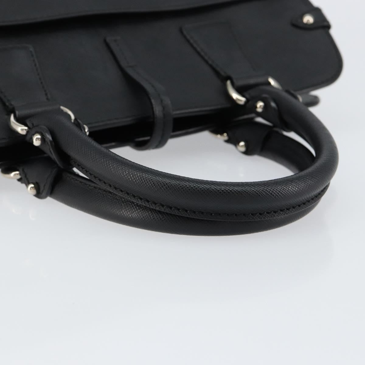 Salvatore Ferragamo Gancini Handbag Leather Black Leather Handbag (Pre-Owned)