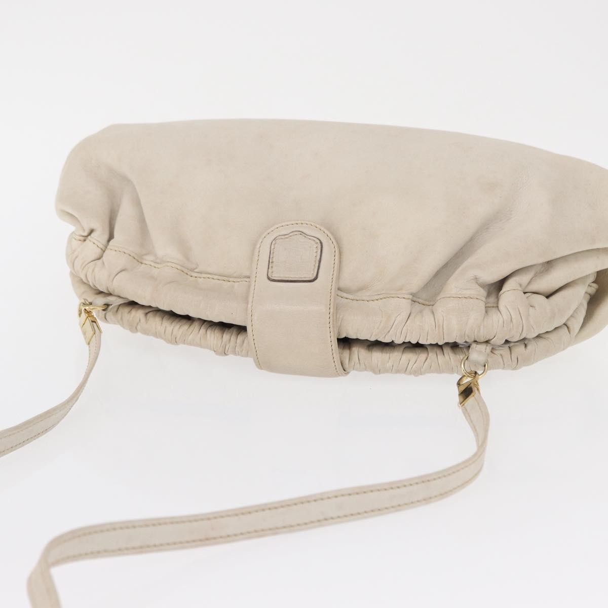 Celine Vintage Shoulder Bag Leather White Leather Shoulder Bag Bag (Pre-Owned)