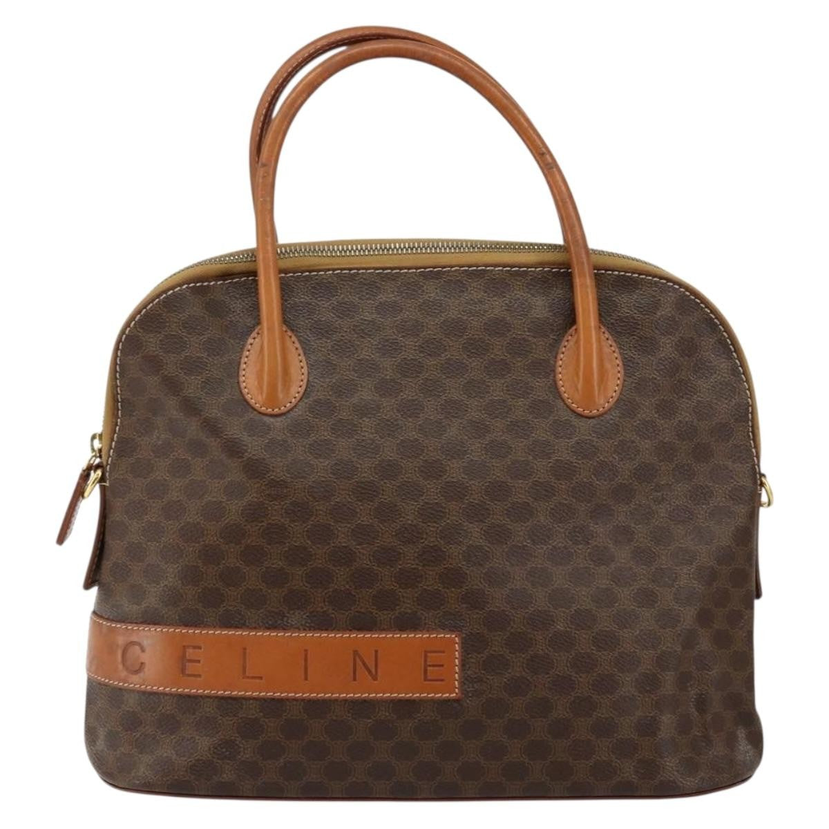 Celine Vintage Macadam Handbag Macadam Brown Canvas Bag (Pre-Owned)