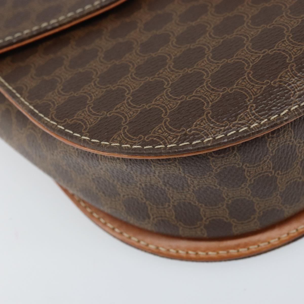 Celine Vintage Macadam Shoulder Bag Canvas And Leather Brown Canvas Shoulder Bag Bag (Pre-Owned)