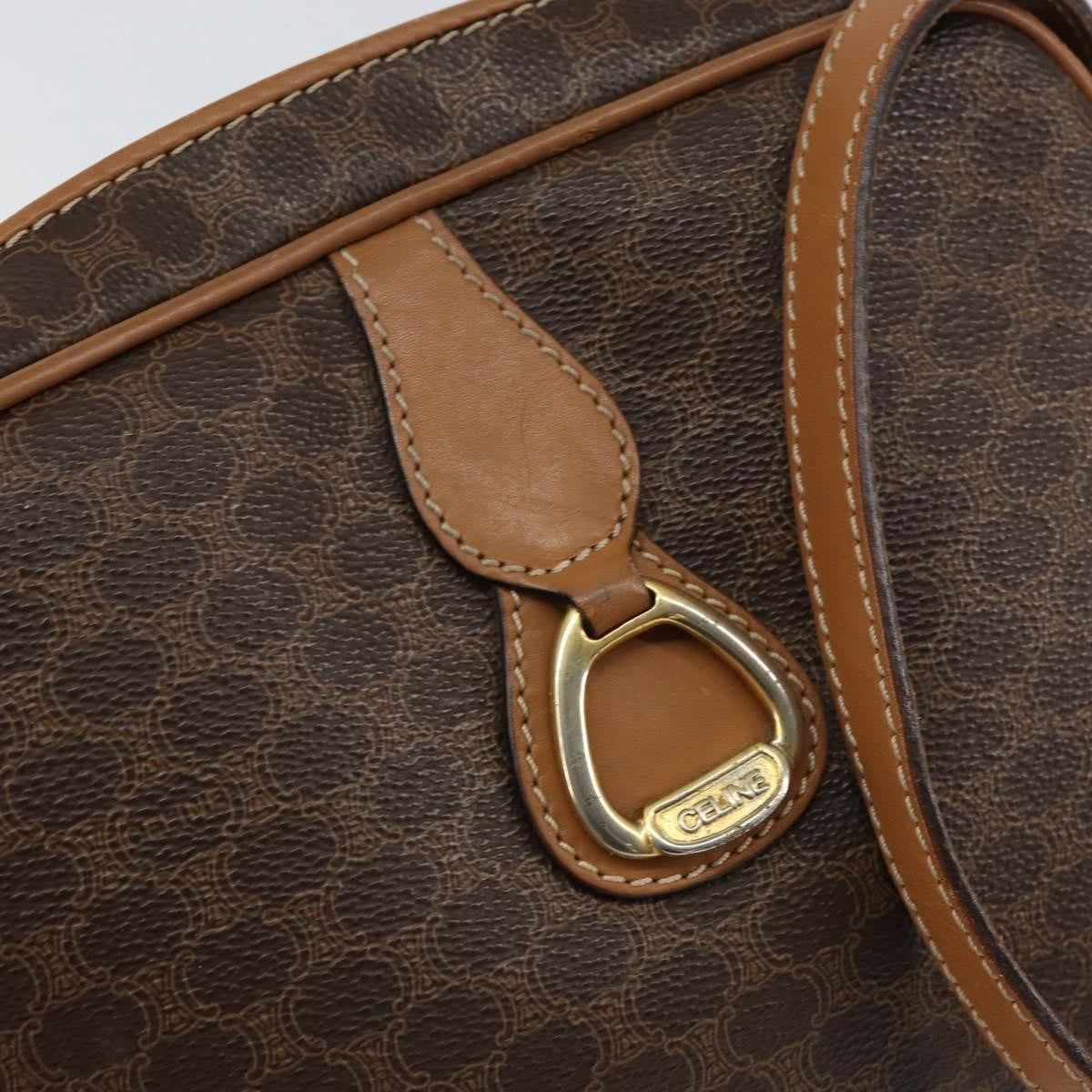 Celine Vintage Macadam Shoulder Bag Canvas And Leather Brown Canvas Shoulder Bag Bag (Pre-Owned)