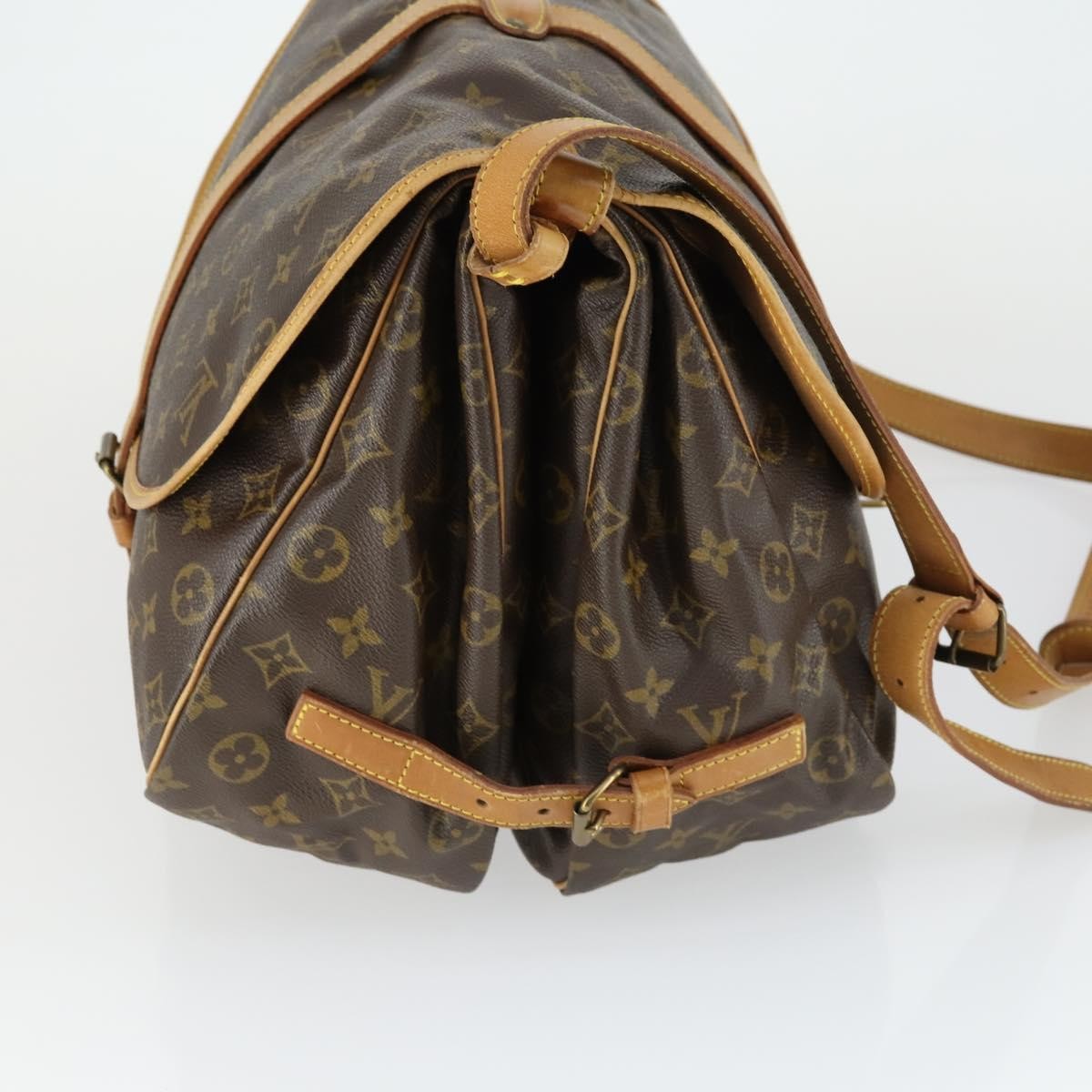 Louis Vuitton Saumur Handbag Monogram Canvas Brown Canvas Shoulder Bag Bag (Pre-Owned)