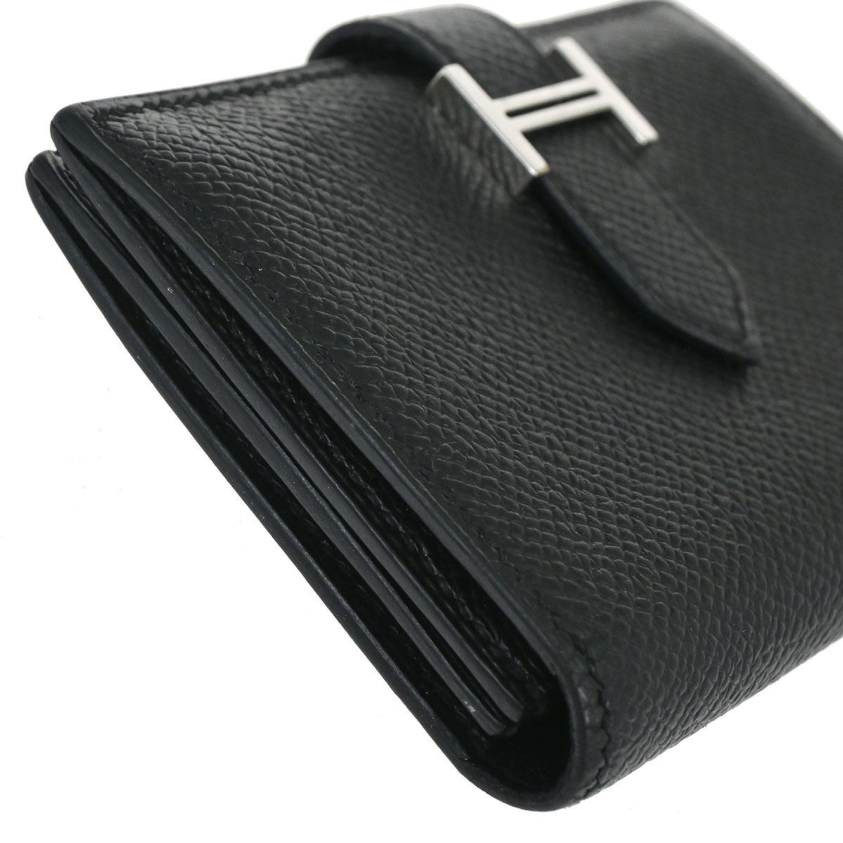 Hermes Bearn Wallet Epsom Black Leather Wallets Accessory (Pre-Owned)