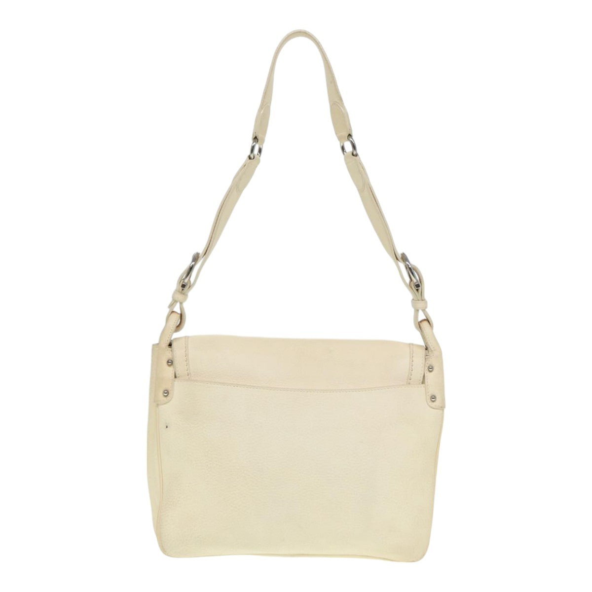 Salvatore Ferragamo Gancini Shoulder Bag Leather White Leather Handbag (Pre-Owned)