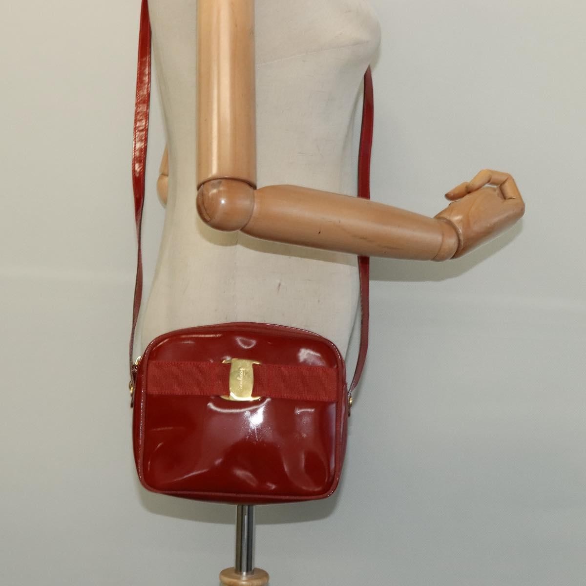Salvatore Ferragamo Vala Shoulder Bag Patent Leather Red Patent_Leather Shoulder Bag Bag (Pre-Owned)