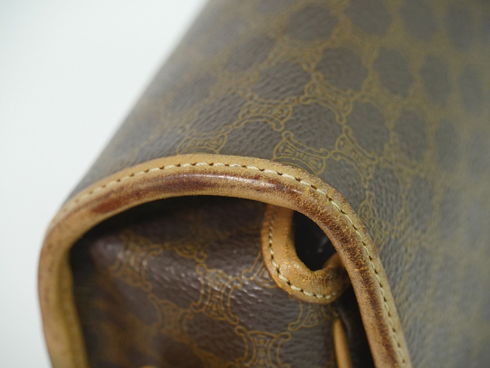 Celine Vintage Macadam Shoulder Bag Canvas And Leather Brown Canvas Shoulder Bag Bag (Pre-Owned)