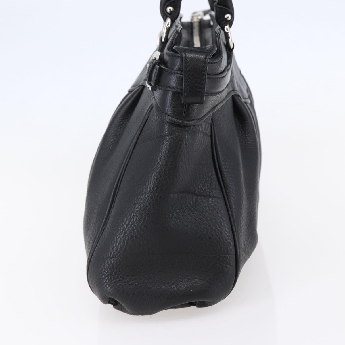 Salvatore Ferragamo Gancini Tote Leather Black Leather Tote Bag Bag (Pre-Owned)