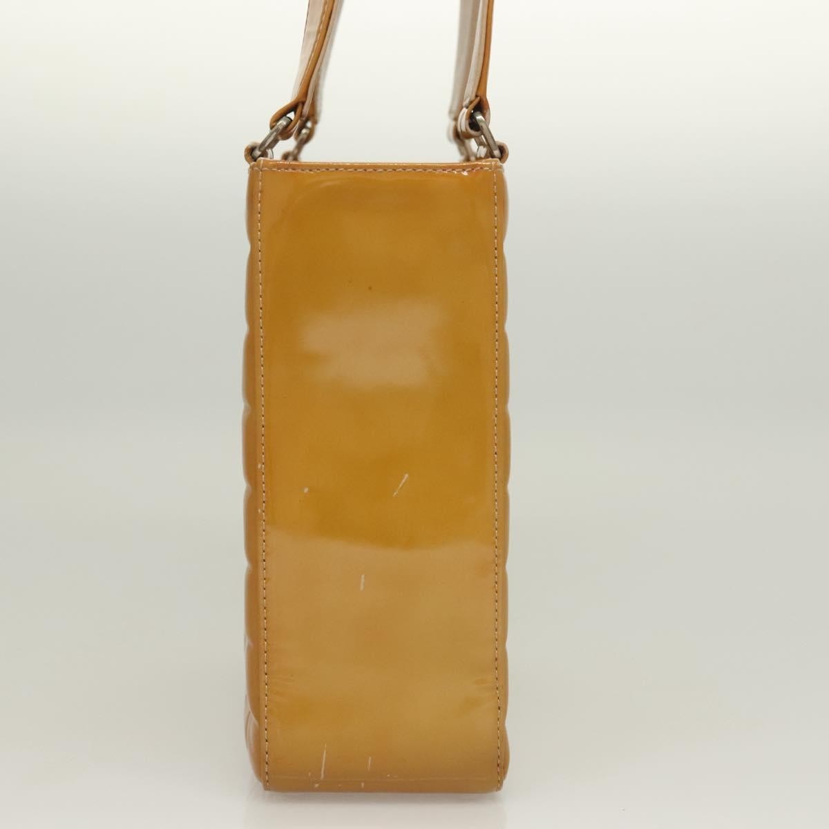 Chanel Chocolate Bar Cc Tote Quilted Patent Yellow Patent_Leather Handbag (Pre-Owned)