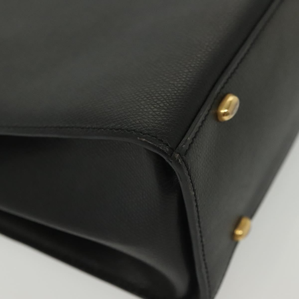 Celine Vintage Convertible Turnlock Top Handle Bag Leather Black Leather Bag (Pre-Owned)