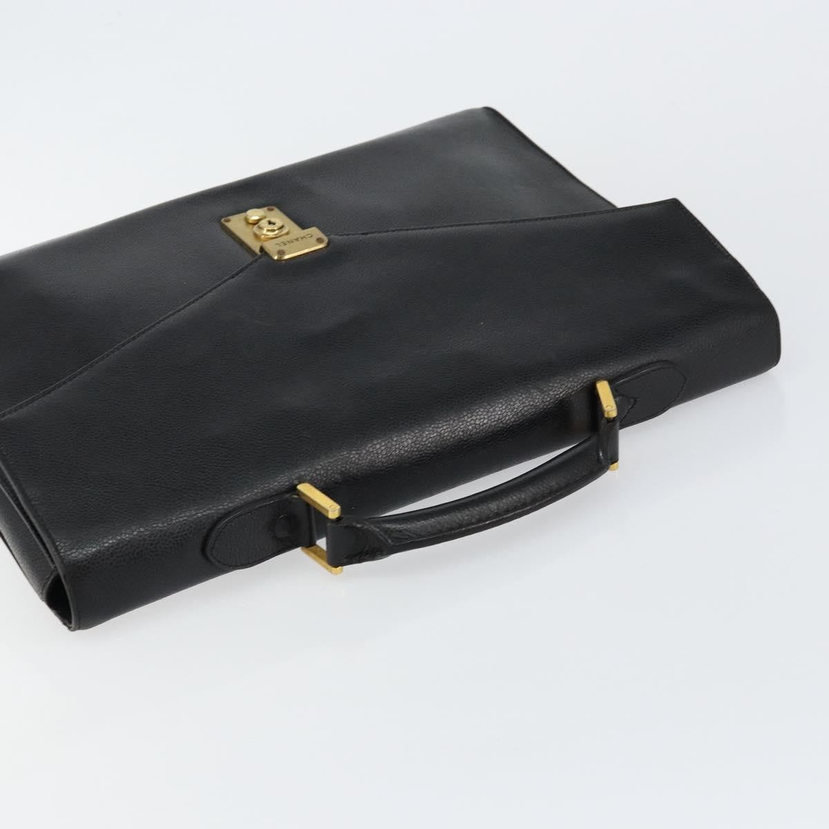 Chanel Vintage Lock Briefcase Caviar Black Leather Briefcase Bag (Pre-Owned)