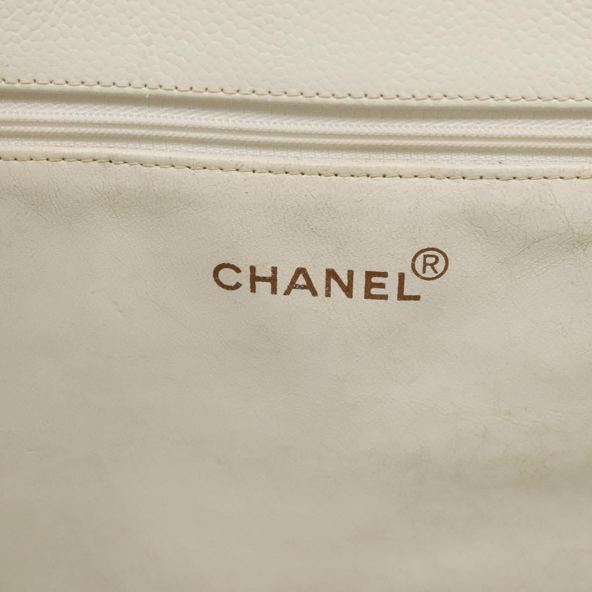 Chanel Vintage Grand Shopping Tote Quilted Caviar White Leather Bag (Pre-Owned)