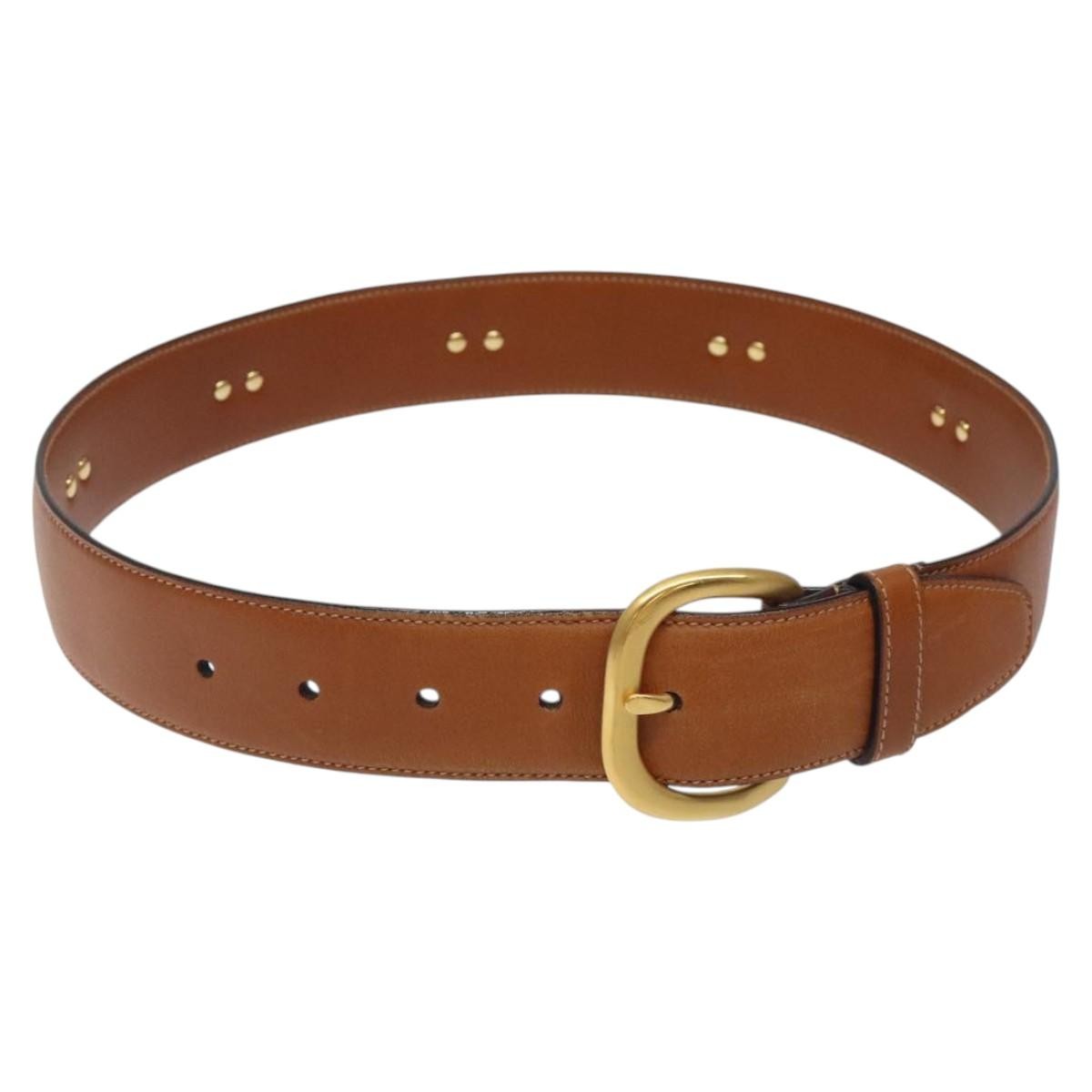 Gucci Round Buckle Belt Leather Brown Leather Belts Accessory (Pre-Owned)