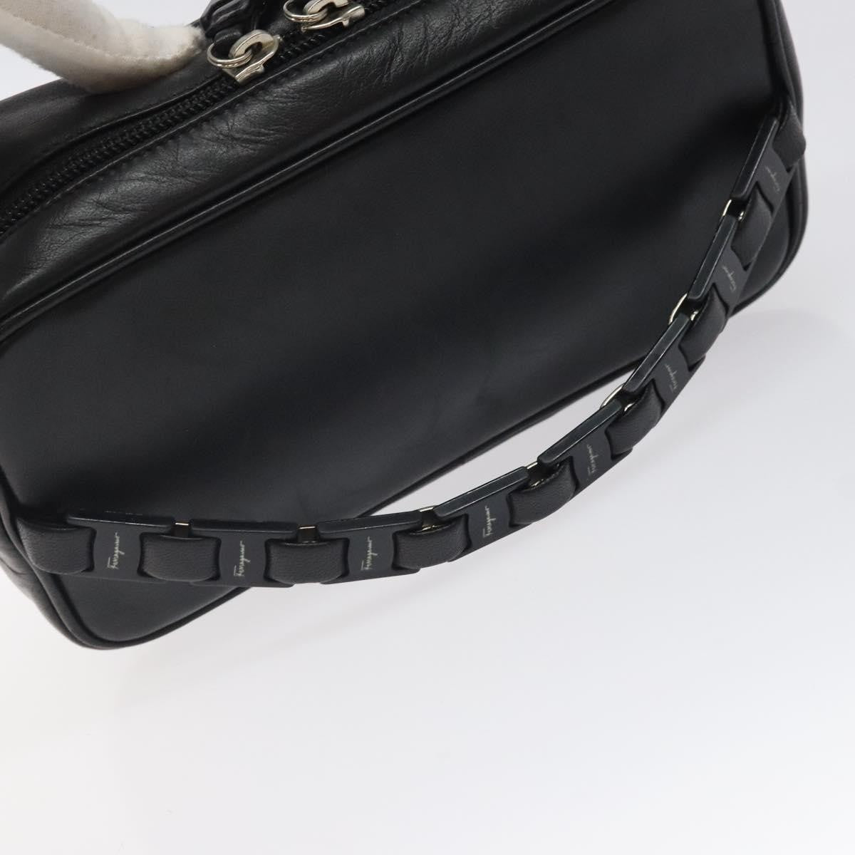 Salvatore Ferragamo Vala Clutch Bag Leather Black Leather Clutche & Pouche Bag (Pre-Owned)