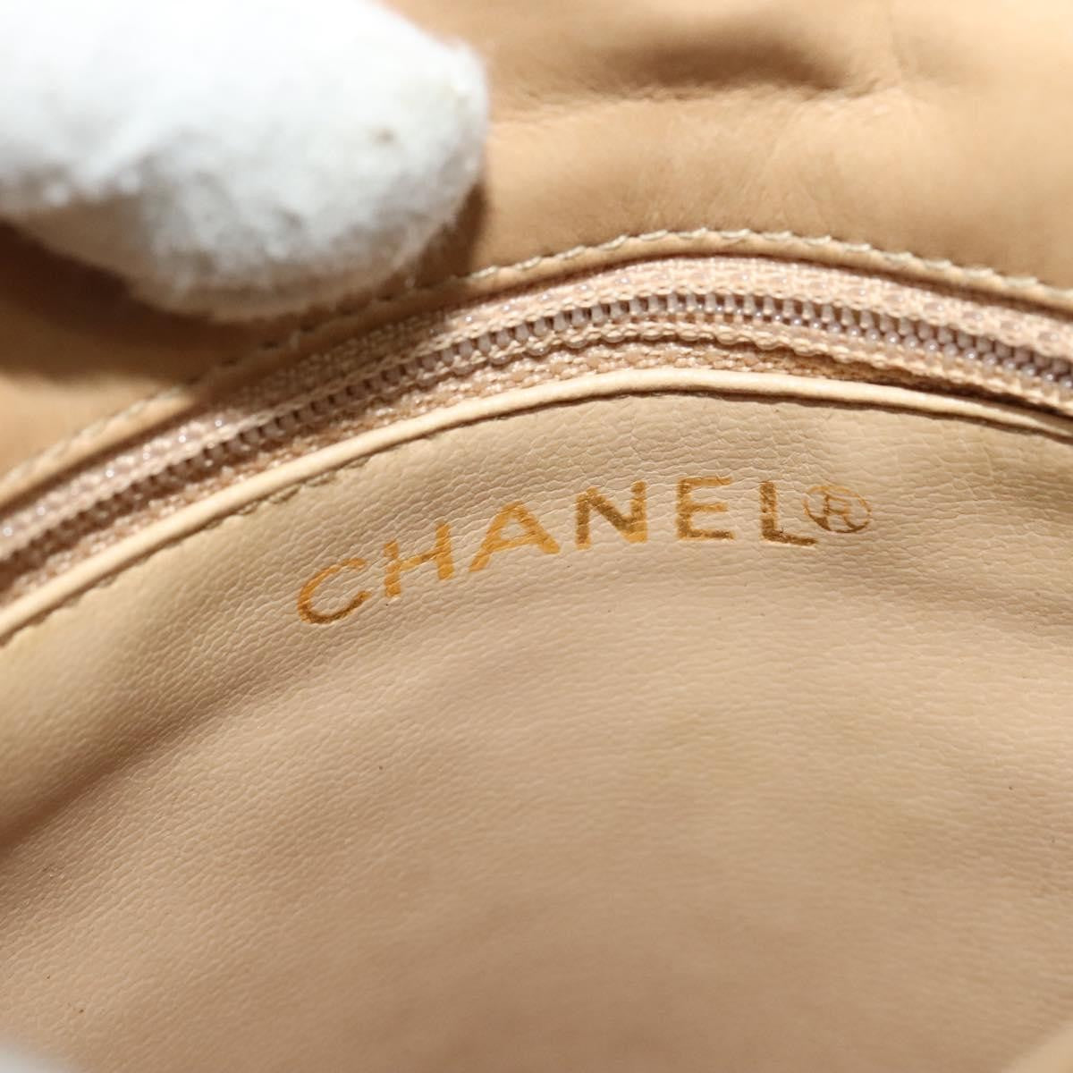 Chanel Vintage Cc Chain Flap Bag Quilted Lambskin Beige Leather Shoulder Bag Bag (Pre-Owned)