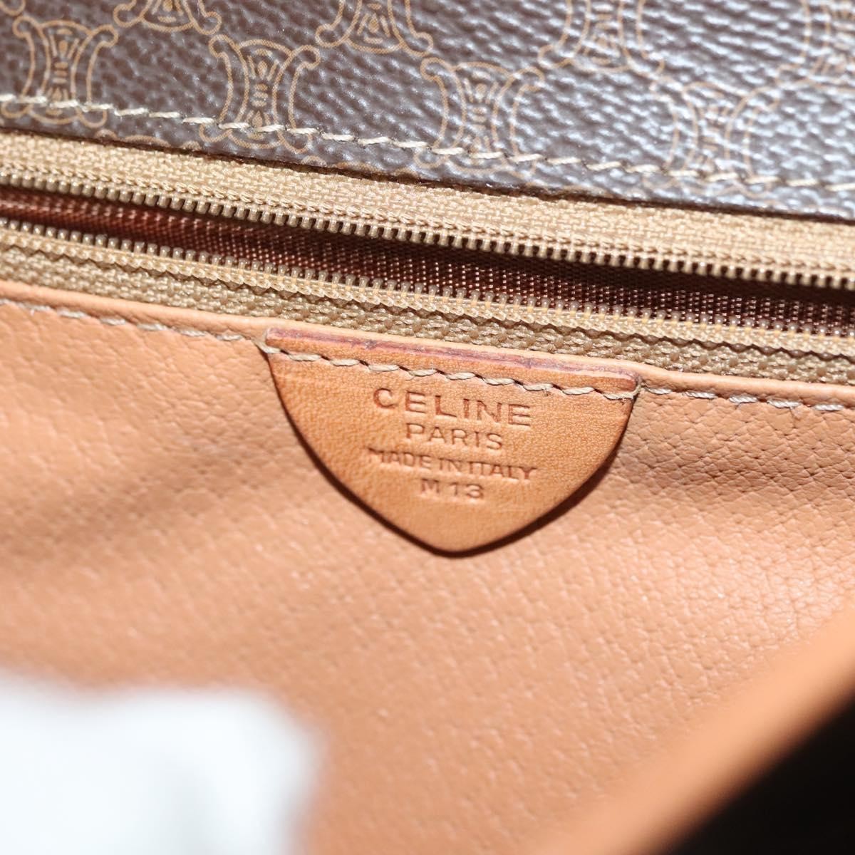 Celine Macadam Shoulder Bag Pvc Leather Brown Canvas Bag (Pre-Owned)