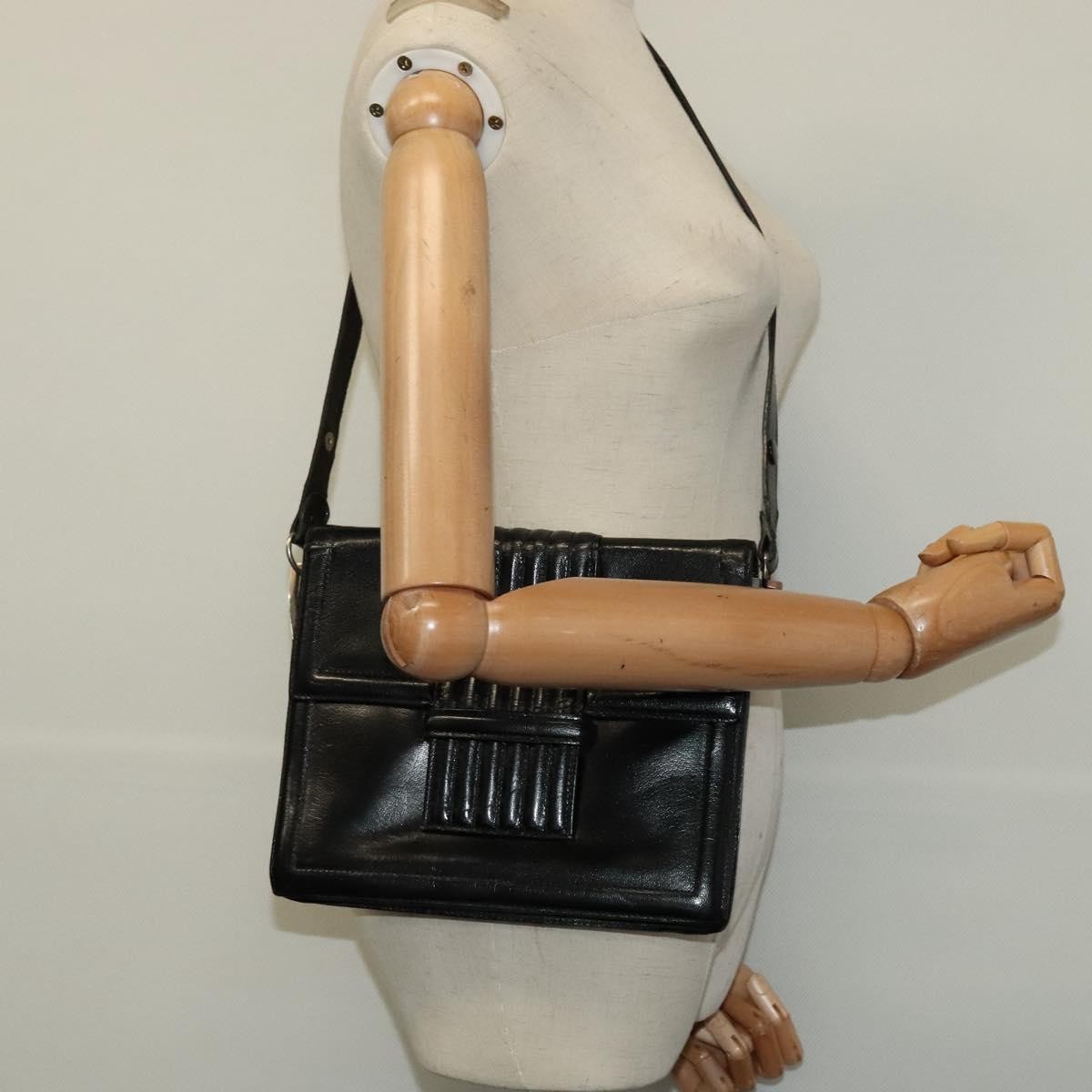 Saint Laurent Vintage Shoulder Bag Leather Black Leather Shoulder Bag Bag (Pre-Owned)