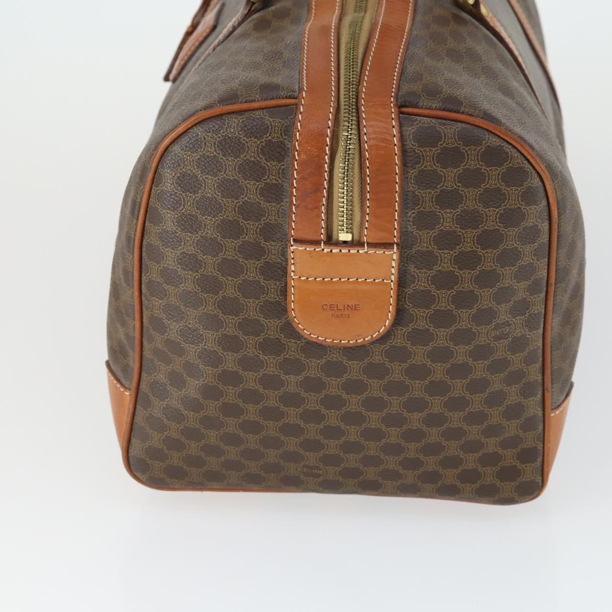 Celine Vintage Duffle Bag Canvas And Leather Brown Canvas Travel Bag Bag (Pre-Owned)