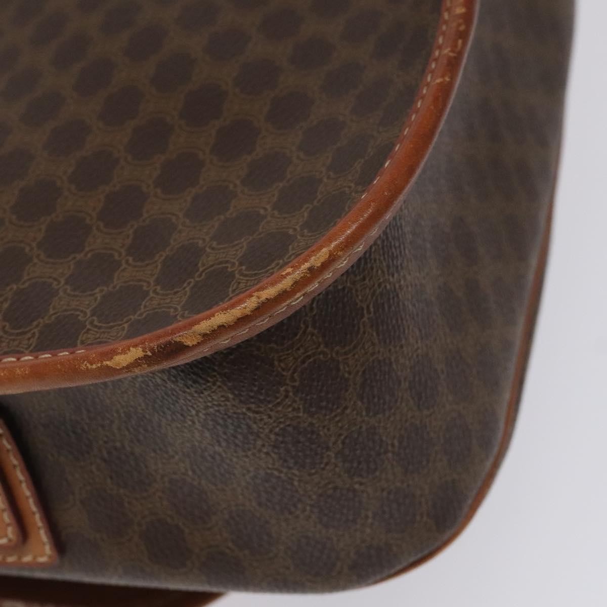 Celine Vintage Macadam Circle Logo Shoulder Bag Canvas And Leather Brown Canvas Shoulder Bag Bag (Pre-Owned)