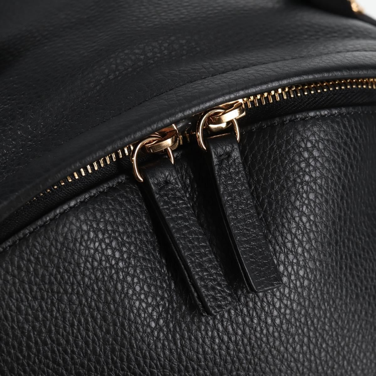 Versace Medusa Zip Backpack Leather Black Leather Backpack Bag (Pre-Owned)
