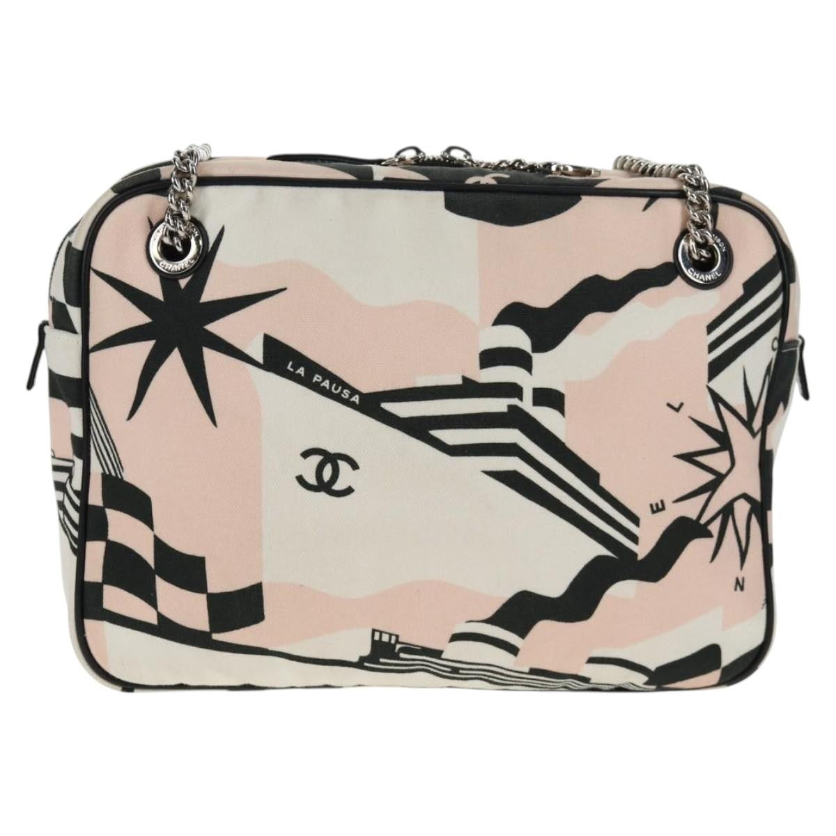 Chanel La Pausa Bay Camera Case Bag Printed Canvas Pink Canvas Bag (Pre-Owned)