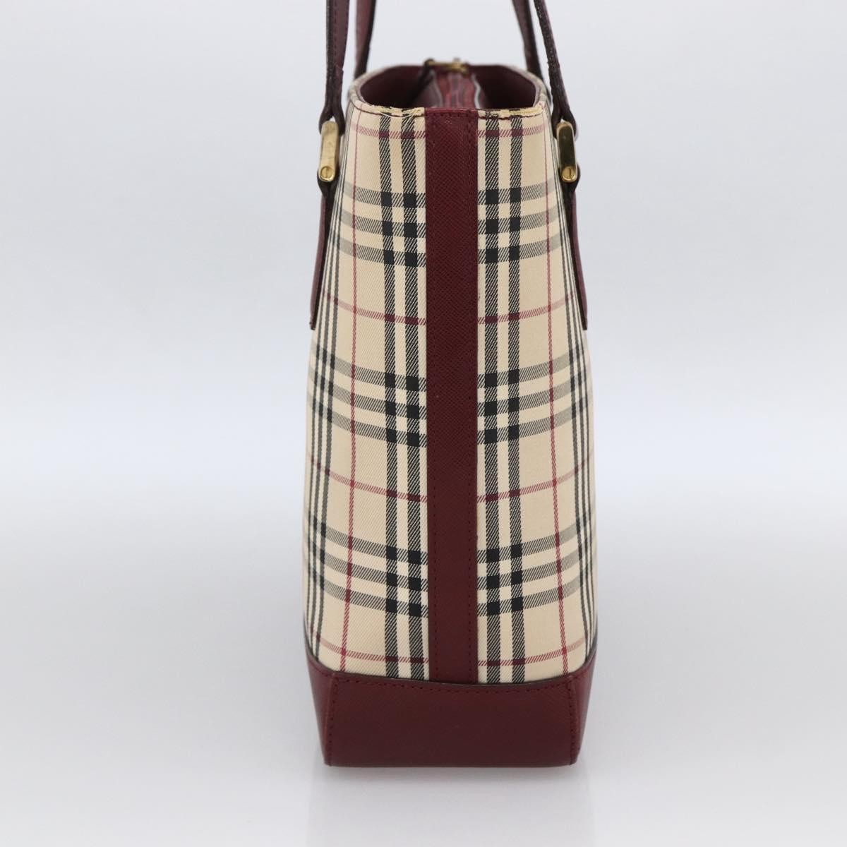 Burberry Nova Check Tote Canvas And Leather Beige Canvas Tote Bag Bag (Pre-Owned)