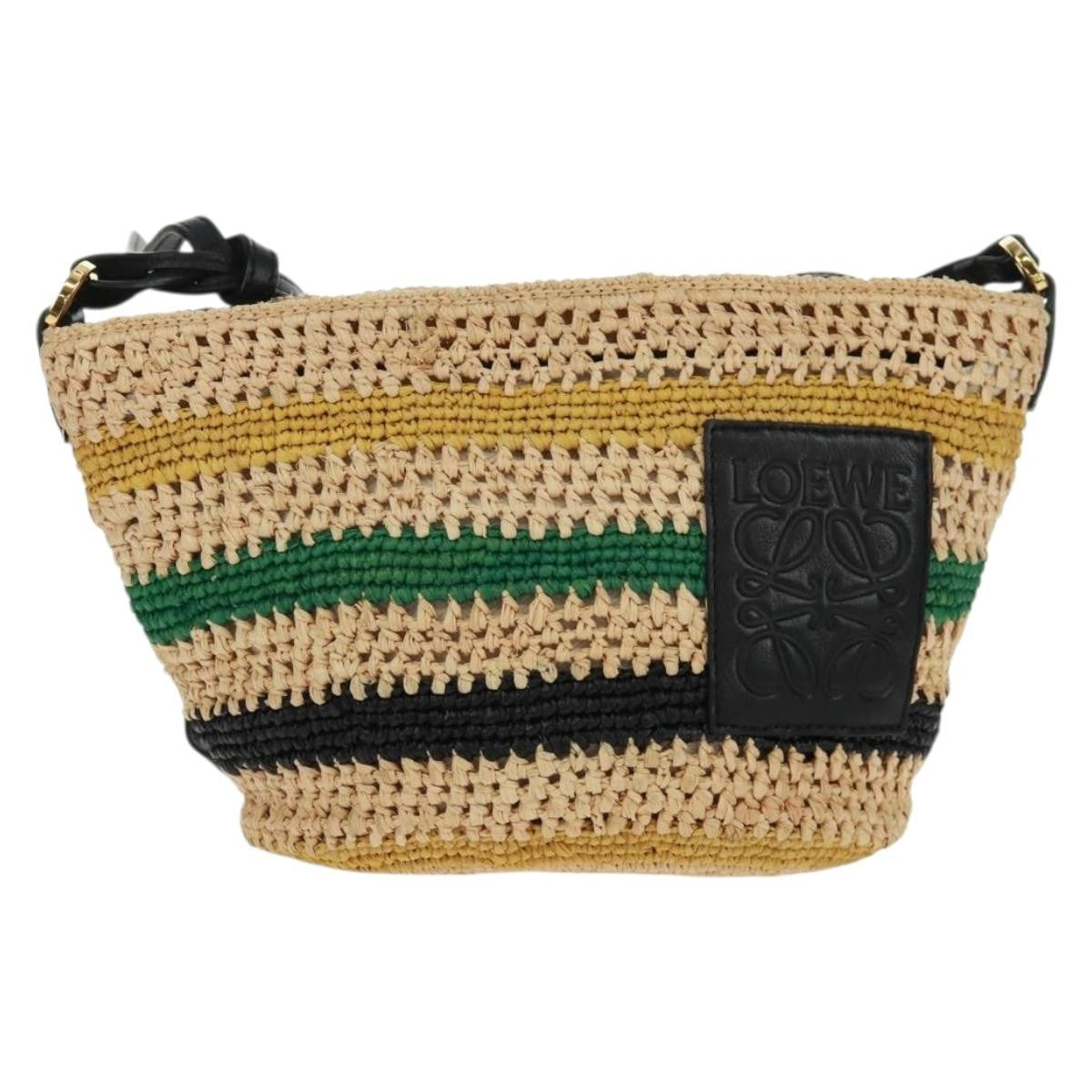 Loewe Pochette Woven Raffia Beige Wicker Clutche & Pouche Bag (Pre-Owned)