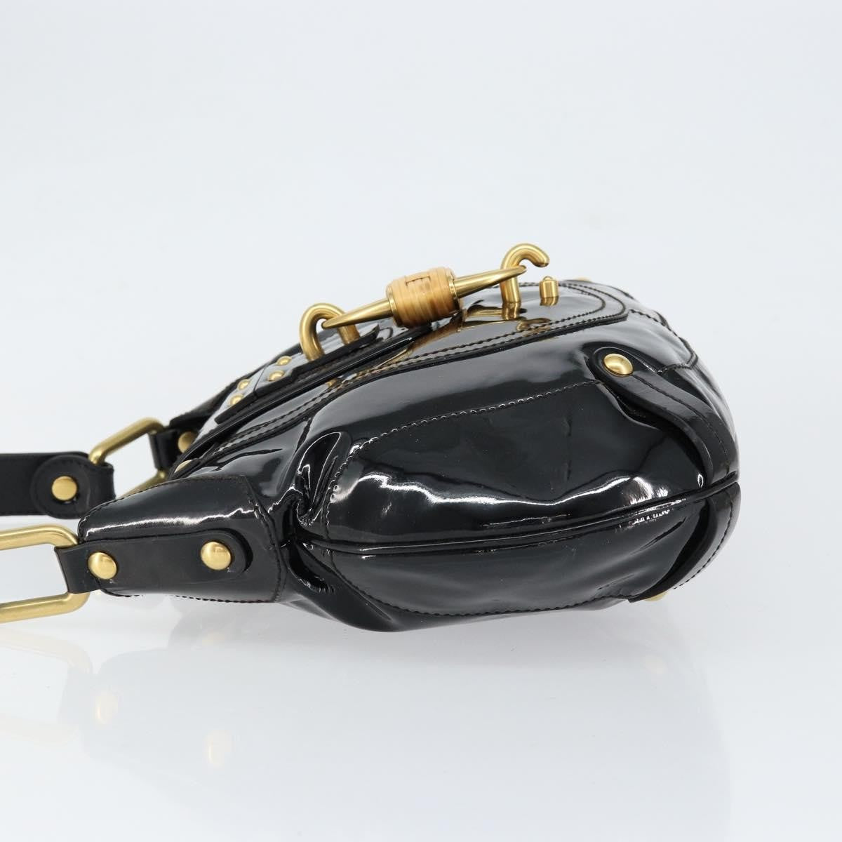 Salvatore Ferragamo Gancini Tote Patent Leather Black Patent_Leather Tote Bag Bag (Pre-Owned)