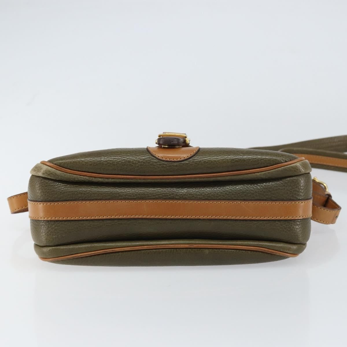 Celine Vintage Shoulder Bag Leather Khaki Leather Shoulder Bag Bag (Pre-Owned)