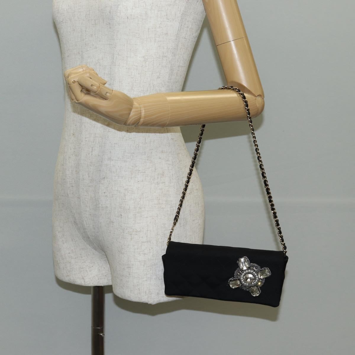 Chanel Chain Flap Shoulder Bag Quilted Nylon Black Nylon Shoulder Bag Bag (Pre-Owned)