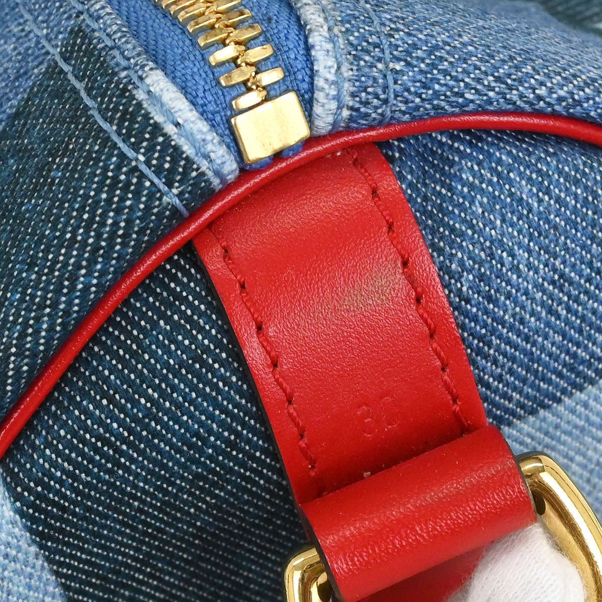 Louis Vuitton Speedy Bandouliere Bag Damier And Monogram Patchwork Denim Blue Denim_Jeans Handbag (Pre-Owned)