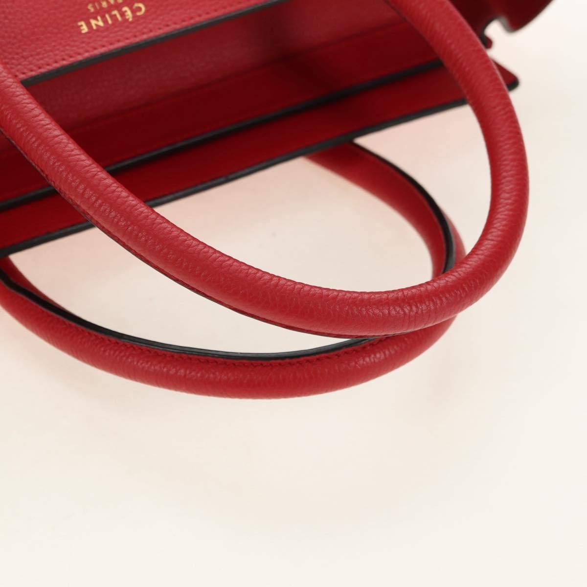 Celine Luggage Bag Grainy Leather Red Leather Handbag (Pre-Owned)