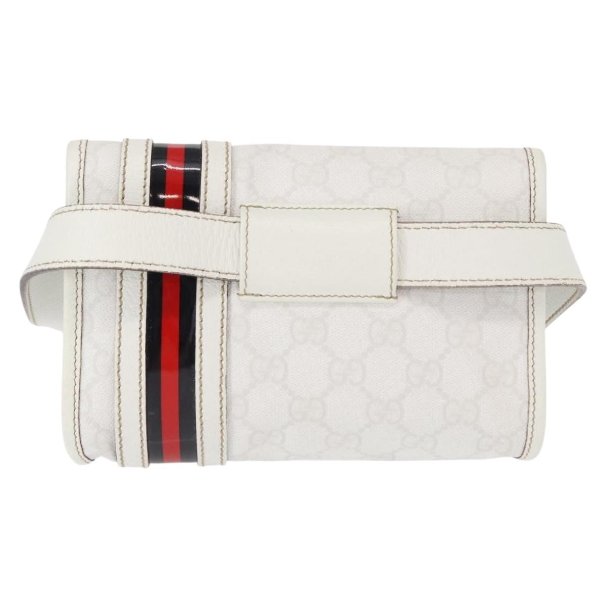 Gucci Sherry Line Waist Bag Gg Canvas White Canvas Shoulder Bag Bag (Pre-Owned)