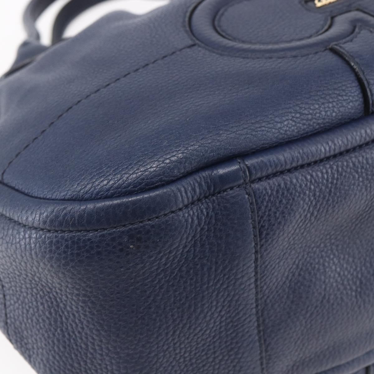 Salvatore Ferragamo Izzie Gancini Embossed Tote Soft Calf Blue Leather Tote Bag Bag (Pre-Owned)