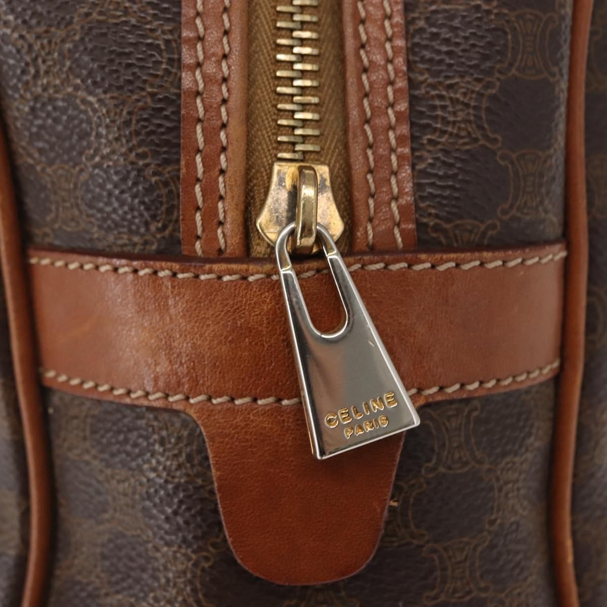 Celine Vintage Macadam Handbag Canvas And Leather Brown Canvas Handbag (Pre-Owned)